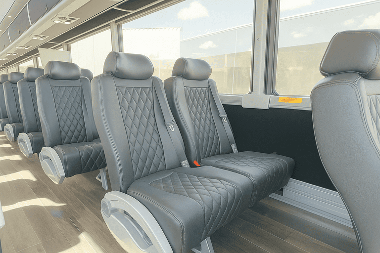 interior of Detroit Minibus Company charter bus
