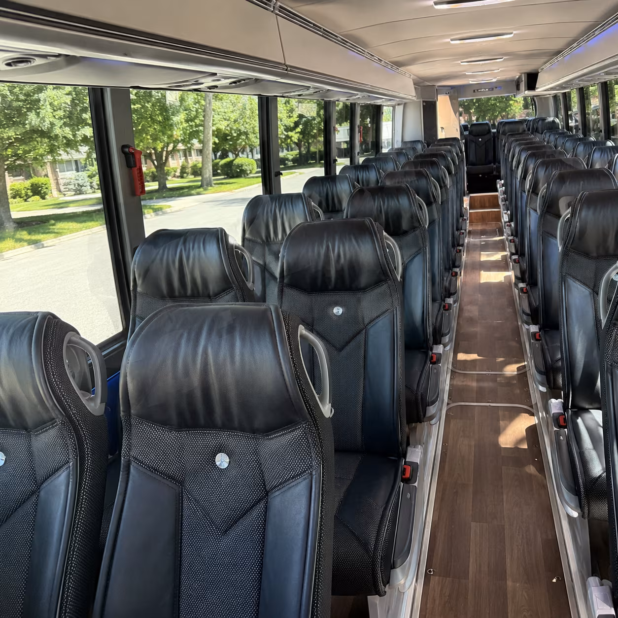 detroit 40 passenger charter bus inside
