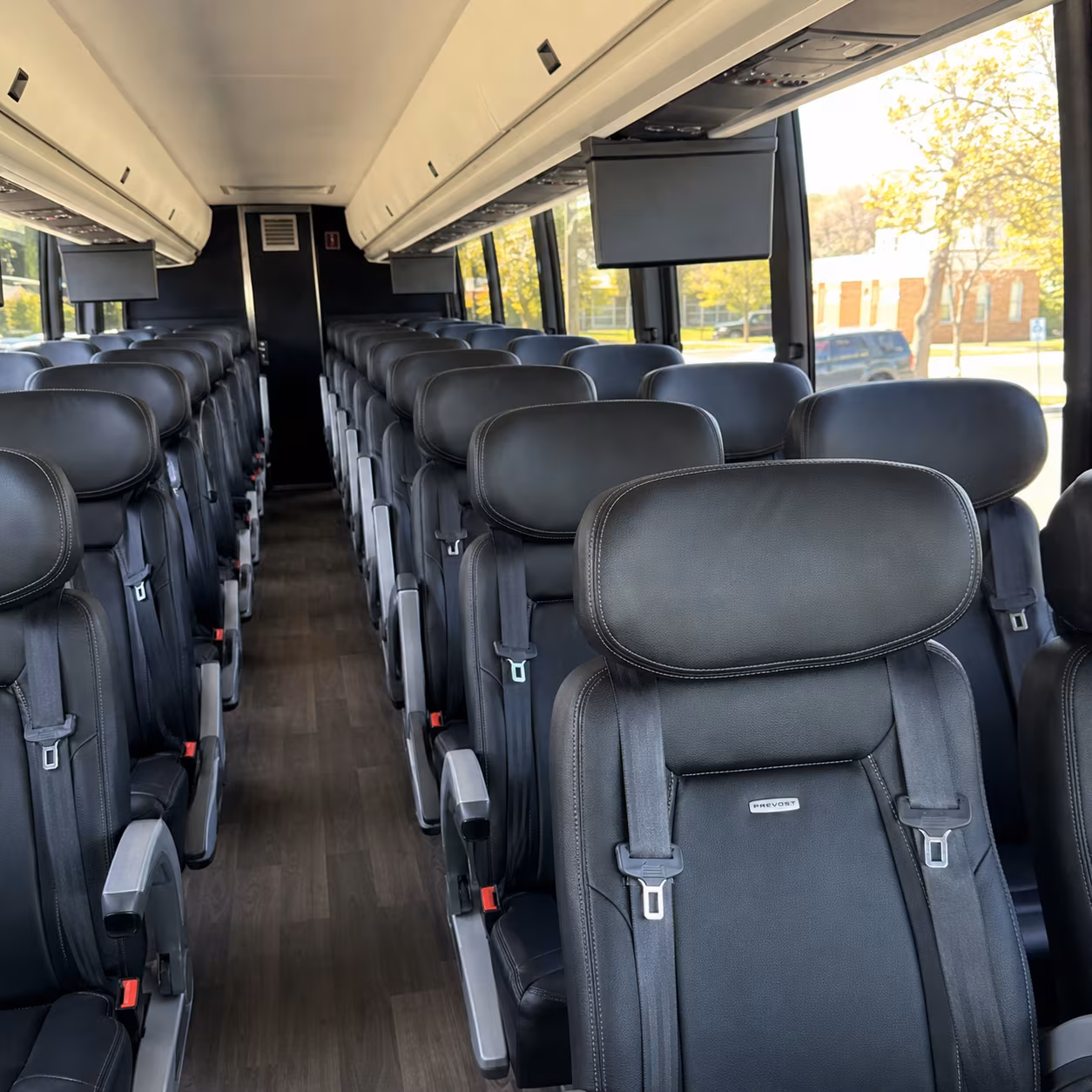 detroit 45 passenger charter bus inside
