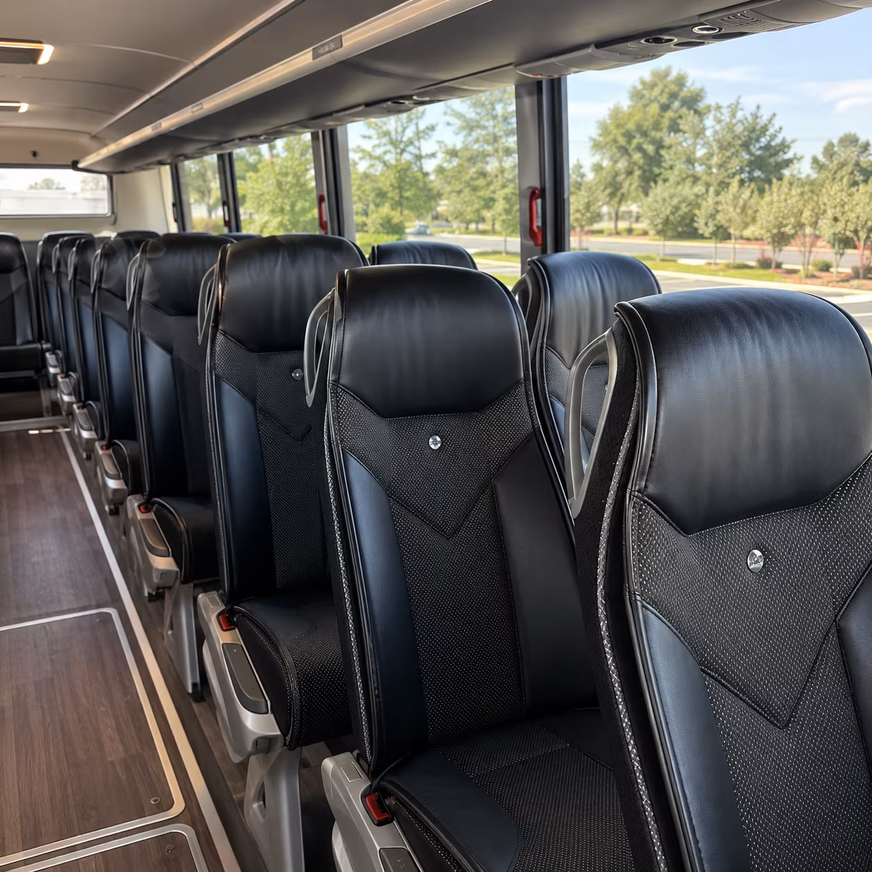 detroit 45 passenger charter bus interior