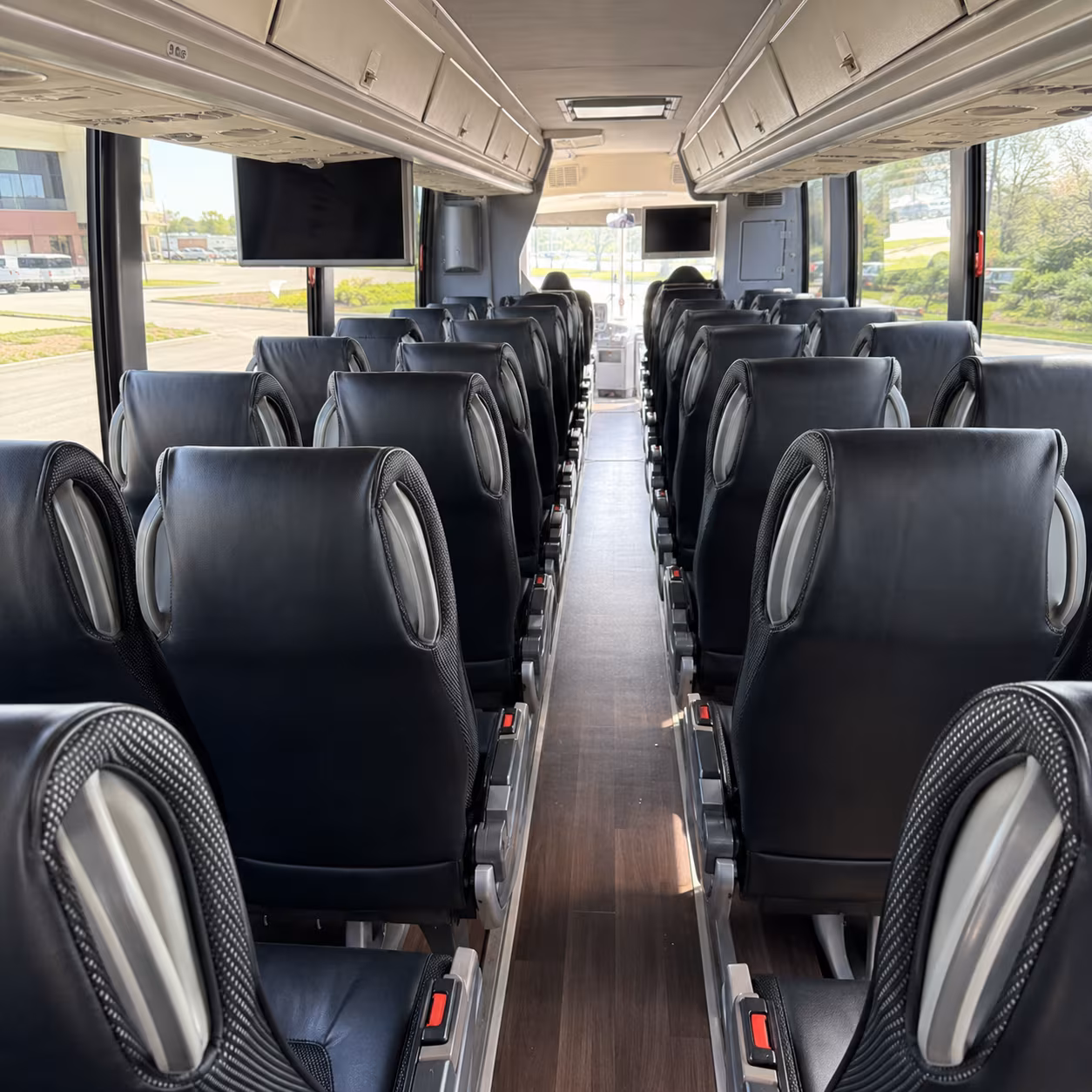 detroit 56 passenger charter bus inside
